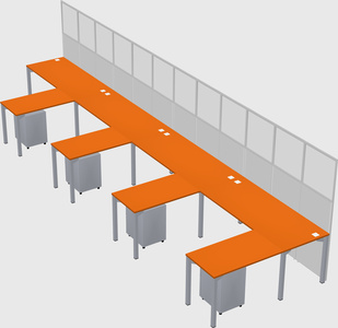 Shared l-shaped cubicle