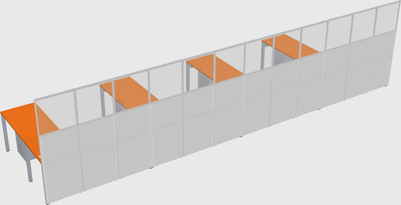 Shared l-shaped cubicle