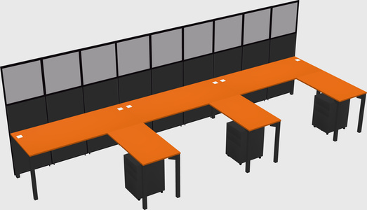 Shared l-shaped cubicle