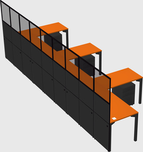 Shared l-shaped cubicle