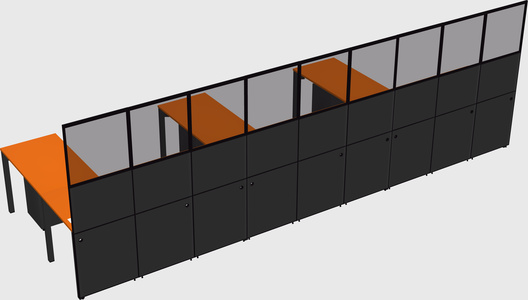 Shared l-shaped cubicle