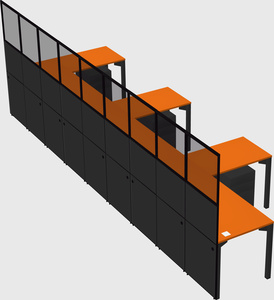 Shared l-shaped cubicle