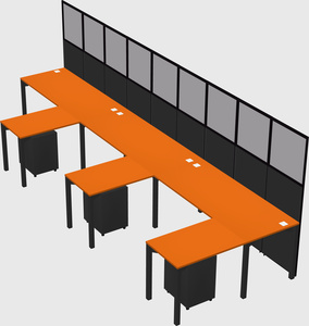Shared l-shaped cubicle
