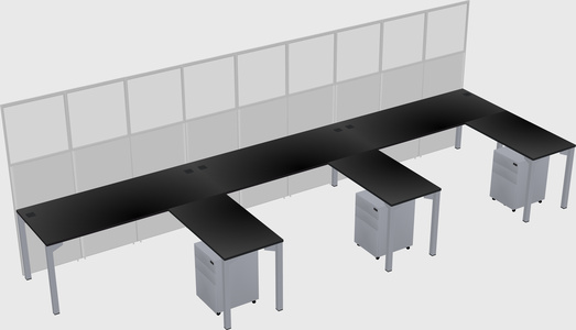 Shared l-shaped cubicle