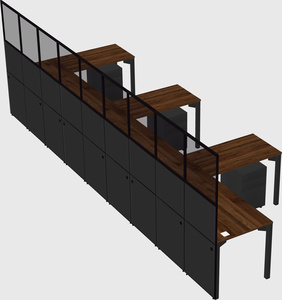 Shared l-shaped cubicle