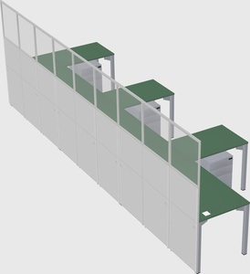 Shared l-shaped cubicle