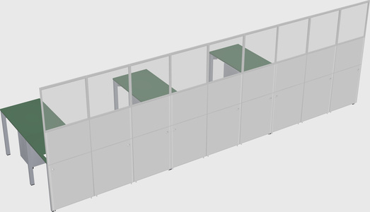Shared l-shaped cubicle