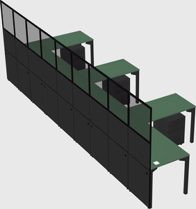 Shared l-shaped cubicle