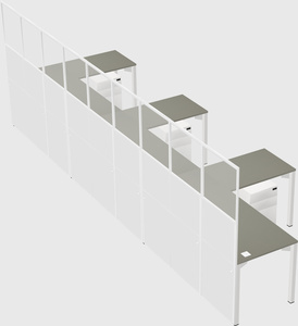Shared l-shaped cubicle