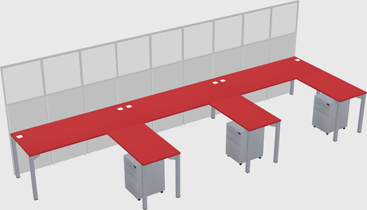 Shared l-shaped cubicle