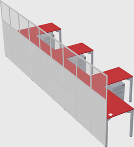 Shared l-shaped cubicle