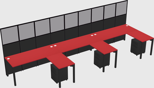 Shared l-shaped cubicle