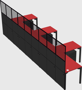Shared l-shaped cubicle