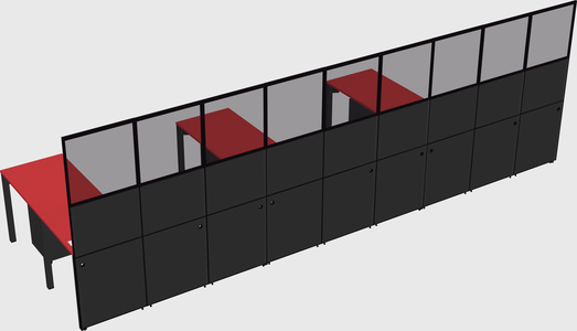 Shared l-shaped cubicle