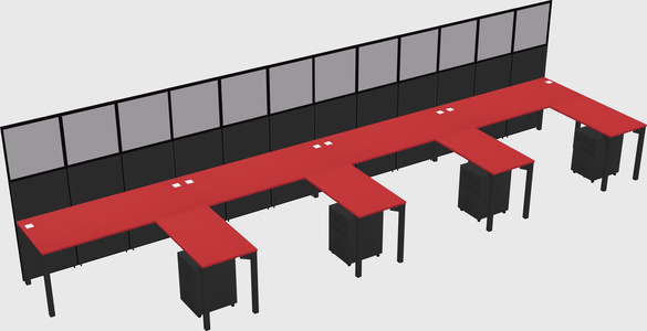 Shared l-shaped cubicle