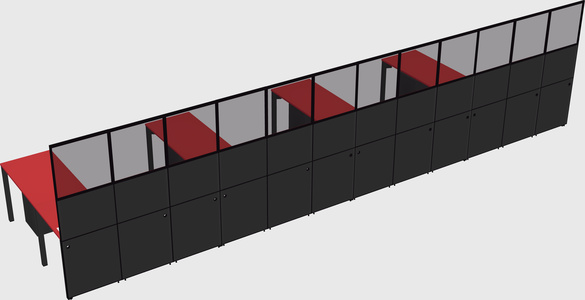 Shared l-shaped cubicle