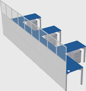 Shared l-shaped cubicle