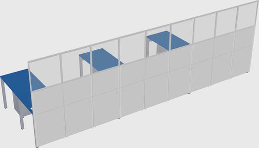 Shared l-shaped cubicle