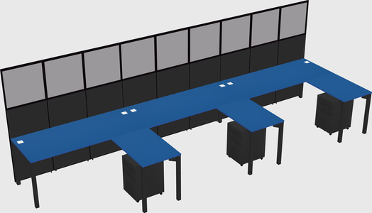 Shared l-shaped cubicle