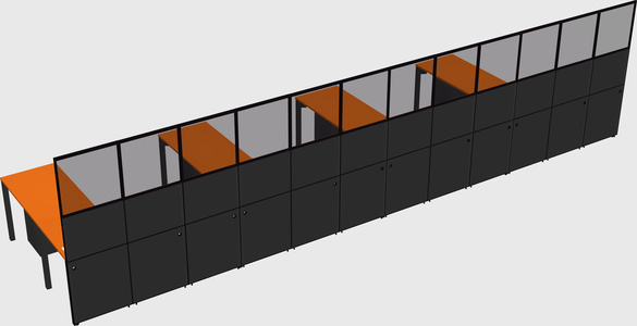 Shared l-shaped cubicle