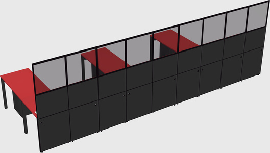 Shared l-shaped cubicle