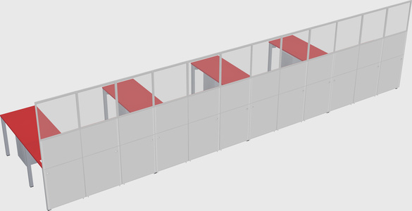 Shared l-shaped cubicle