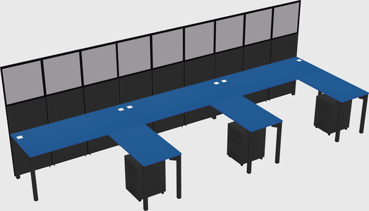 Shared l-shaped cubicle