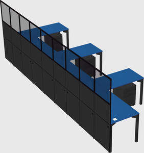 Shared l-shaped cubicle