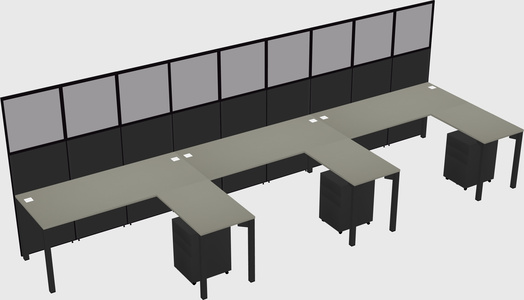 Shared l-shaped cubicle