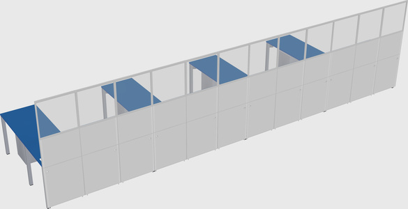 Shared l-shaped cubicle