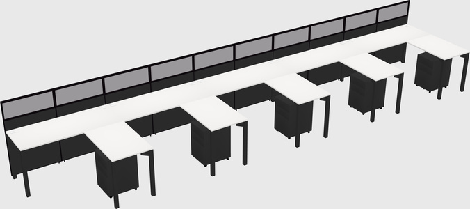 Shared l-shaped cubicle