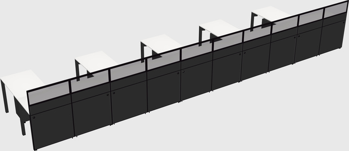 Shared l-shaped cubicle