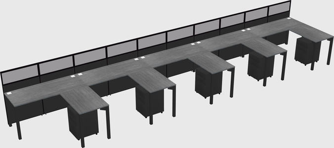 Shared l-shaped cubicle