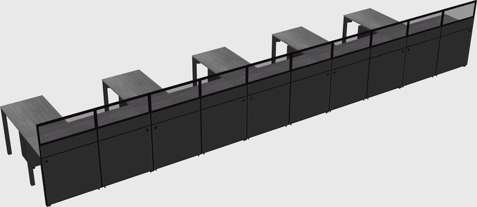 Shared l-shaped cubicle