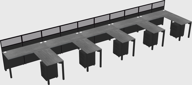 Shared l-shaped cubicle