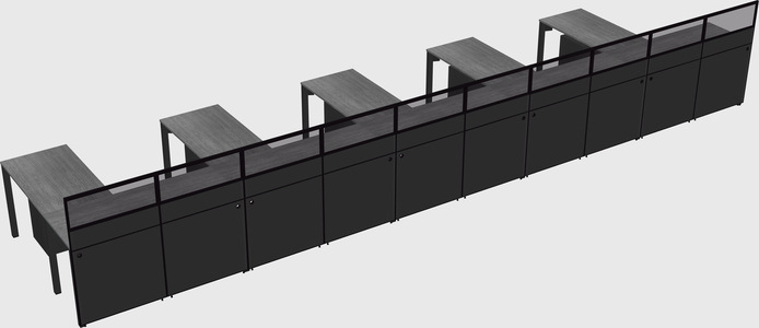 Shared l-shaped cubicle