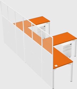 Shared l-shaped cubicle