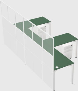 Shared l-shaped cubicle