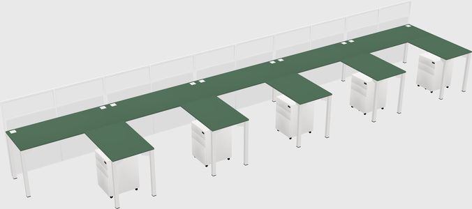Shared l-shaped cubicle