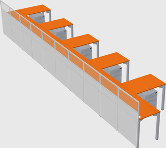 Shared l-shaped cubicle