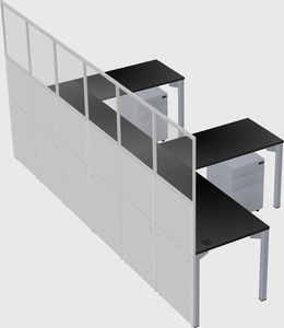 Shared l-shaped cubicle