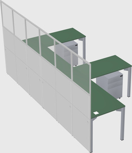 Shared l-shaped cubicle