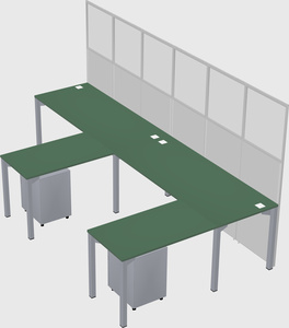 Shared l-shaped cubicle