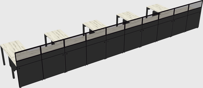 Shared l-shaped cubicle