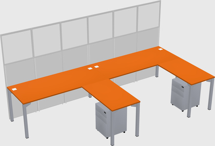 Shared l-shaped cubicle