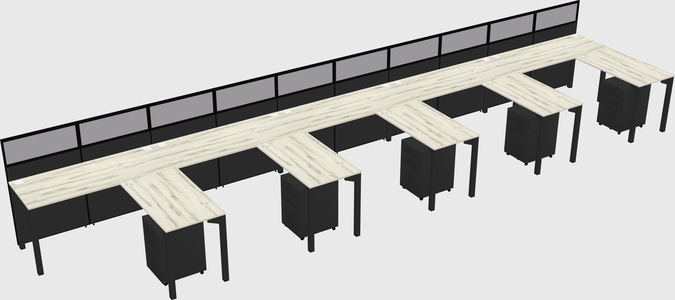 Shared l-shaped cubicle