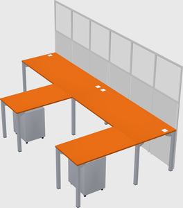 Shared l-shaped cubicle