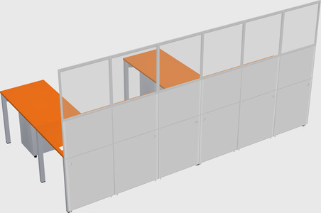 Shared l-shaped cubicle
