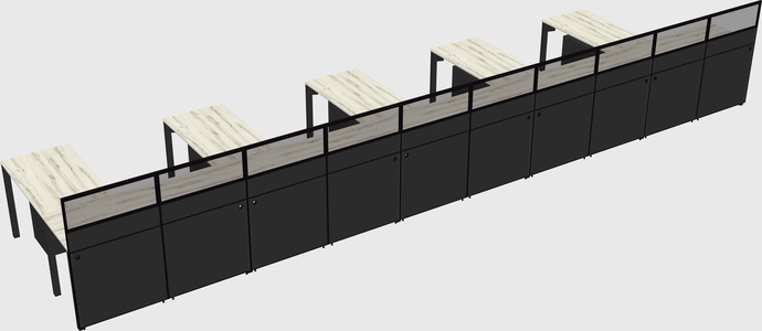 Shared l-shaped cubicle