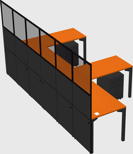 Shared l-shaped cubicle